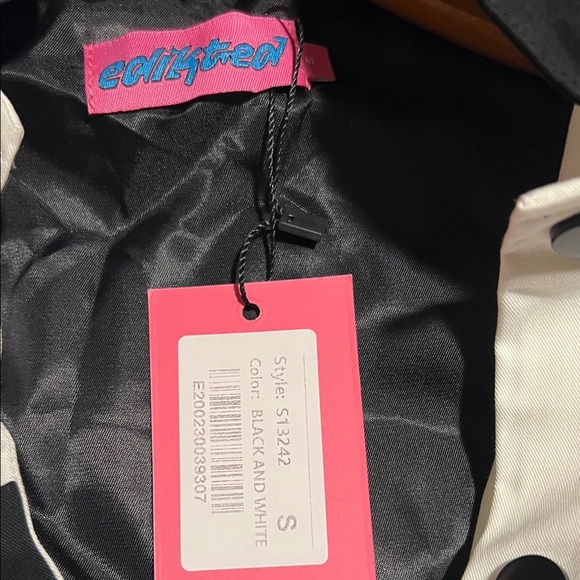 Edikted Black and White Bomber Jacket - Picture 3 of 3